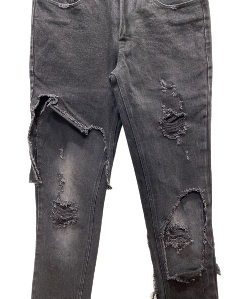 RAF SIMONS（ラフシモンズ）RAF SIMONS (ラフシモンズ) DESTROYED DENIM PANTS ブラック サイズ:36の古着・服飾アイテム