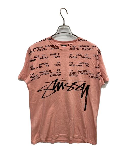 stussy（ステューシー）stussy (ステューシー) LOCATIONS TEE PIGMENT DYED ピンク サイズ:Sの古着・服飾アイテム
