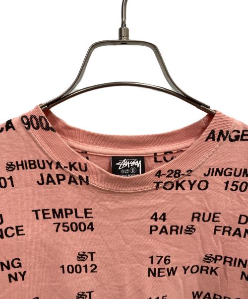 stussy（ステューシー）stussy (ステューシー) LOCATIONS TEE PIGMENT DYED ピンク サイズ:Sの古着・服飾アイテム