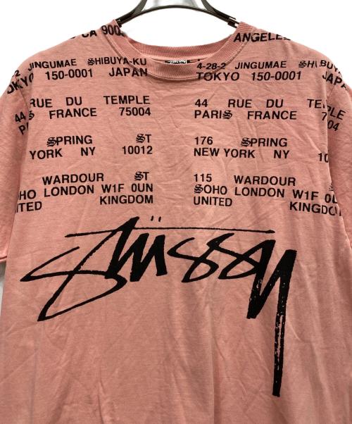 stussy（ステューシー）stussy (ステューシー) LOCATIONS TEE PIGMENT DYED ピンク サイズ:Sの古着・服飾アイテム