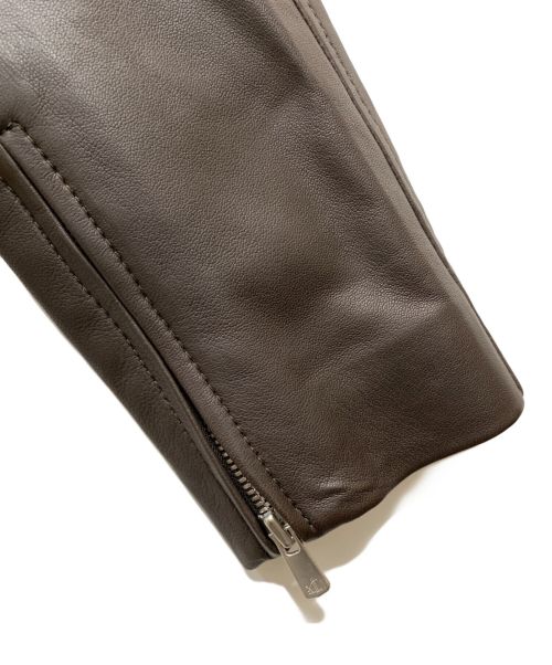 quattrocchi（クアトロッキ）quattrocchi (クアトロッキ) シープスキンシングルライダースジャケット ブラウン サイズ:44の古着・服飾アイテム