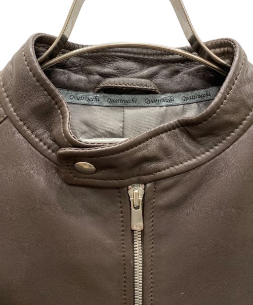 quattrocchi（クアトロッキ）quattrocchi (クアトロッキ) シープスキンシングルライダースジャケット ブラウン サイズ:44の古着・服飾アイテム