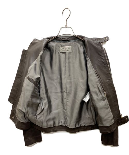 quattrocchi（クアトロッキ）quattrocchi (クアトロッキ) シープスキンシングルライダースジャケット ブラウン サイズ:44の古着・服飾アイテム