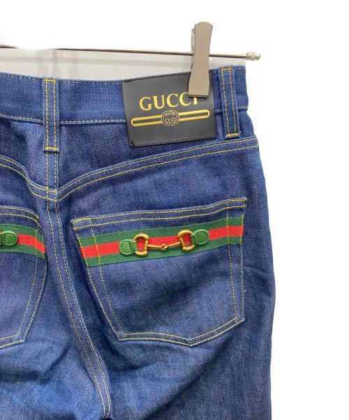 GUCCI（グッチ）GUCCI (グッチ) ホースビットポケットフレアデニムパンツ インディゴ サイズ:W25の古着・服飾アイテム