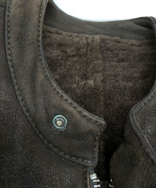 Maison Margiela 14（メゾンマルジェラ 14）Maison Margiela 14 (メゾンマルジェラ 14) 八の字 ムートンライダースジャケット ブラウン サイズ:50の古着・服飾アイテム
