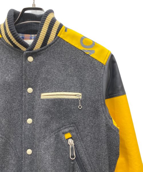 THE NORTH FACE（ザ ノース フェイス）THE NORTH FACE (ザ ノース フェイス) JUNYA WATANABE MAN (ジュンヤワタナベマン) ウールトップメルトン 牛革×TNF DUFFLE BAG リメイク イエロー×グレー サイズ:XSの古着・服飾アイテム