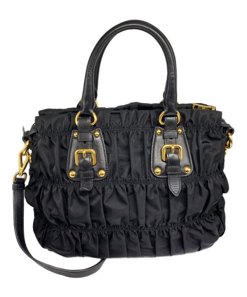 PRADA（プラダ）PRADA (プラダ) 2WAYギャザーショルダーバック ブラック サイズ:表記無しの古着・服飾アイテム