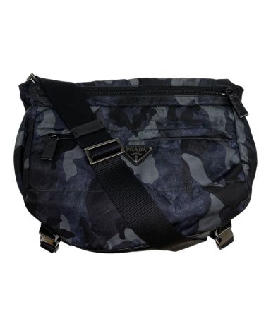 中古・古着通販】PRADA (プラダ) カモ柄メッセンジャーバッグ ブラック