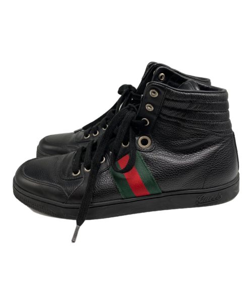 GUCCI（グッチ）GUCCI (グッチ) シェリーラインハイカットスニーカー ブラック サイズ:7 1/2の古着・服飾アイテム