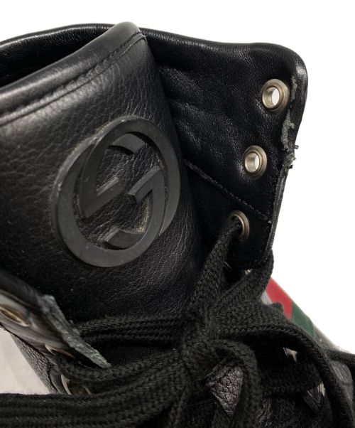 GUCCI（グッチ）GUCCI (グッチ) シェリーラインハイカットスニーカー ブラック サイズ:7 1/2の古着・服飾アイテム