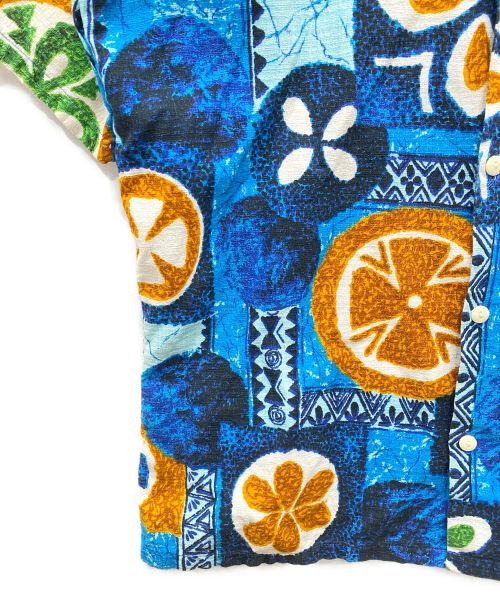 TOWN CRAFT（タウンクラフト）TOWN CRAFT (タウンクラフト) 半袖総柄アートシャツ ブルー サイズ:記載なしの古着・服飾アイテム