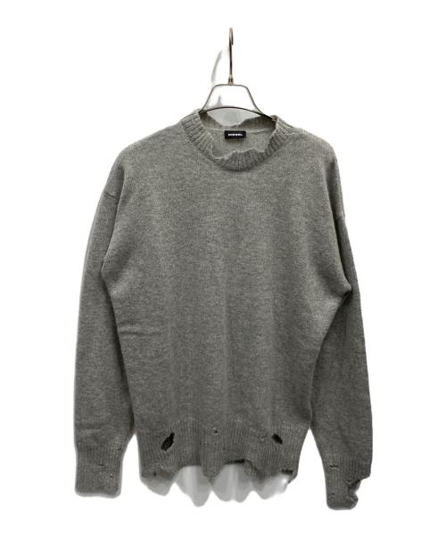 DIESEL（ディーゼル）DIESEL (ディーゼル) ダメージ加工ニット グレー サイズ:FREEの古着・服飾アイテム