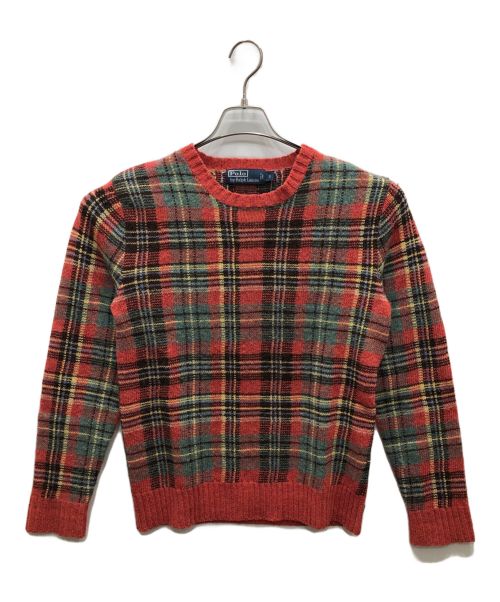 POLO RALPH LAUREN（ポロ・ラルフローレン）POLO RALPH LAUREN (ポロ・ラルフローレン) エルボーパッチウールニット レッド サイズ:Sの古着・服飾アイテム