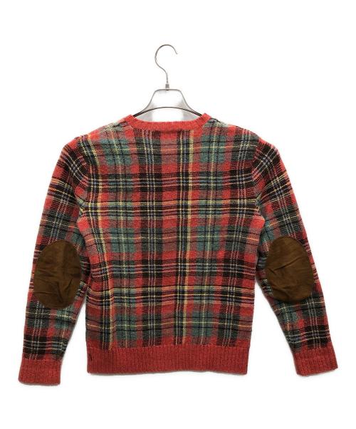 POLO RALPH LAUREN（ポロ・ラルフローレン）POLO RALPH LAUREN (ポロ・ラルフローレン) エルボーパッチウールニット レッド サイズ:Sの古着・服飾アイテム