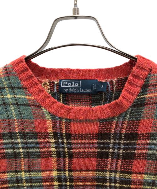 POLO RALPH LAUREN（ポロ・ラルフローレン）POLO RALPH LAUREN (ポロ・ラルフローレン) エルボーパッチウールニット レッド サイズ:Sの古着・服飾アイテム