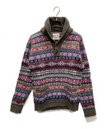 Jamieson's（ジャミーソンズ）の古着「総柄ショールカラーニット」｜ブラウン