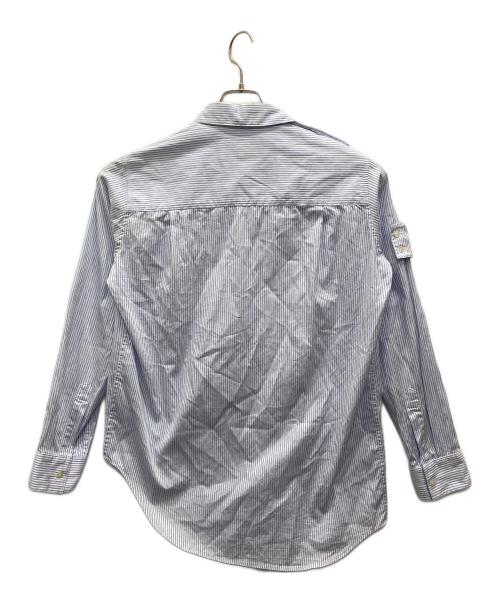 YUKI HASHIMOTO（ユウキハシモト）YUKI HASHIMOTO (ユウキハシモト) CROSSOVER LONG SLEEVE OFFICER SHIRTS ブルー サイズ:46の古着・服飾アイテム