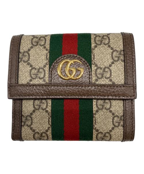 GUCCI（グッチ）GUCCI (グッチ) GG フレンチフラップウォレット ブラウン サイズ:表記無しの古着・服飾アイテム