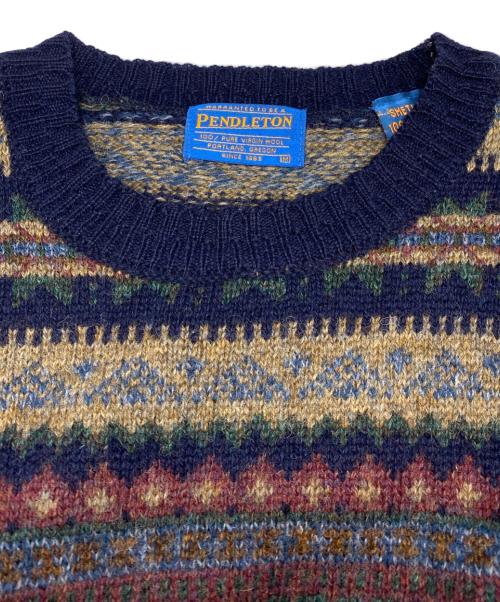 PENDLETON（ペンドルトン）PENDLETON (ペンドルトン) 総柄ニット ネイビー サイズ:Mの古着・服飾アイテム