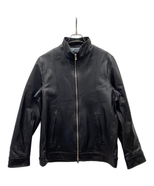 MEN'S BIGI（メンズビギ）MEN'S BIGI (メンズビギ) ラムレザークロームタンニングジャケット ブラック サイズ:03の古着・服飾アイテム