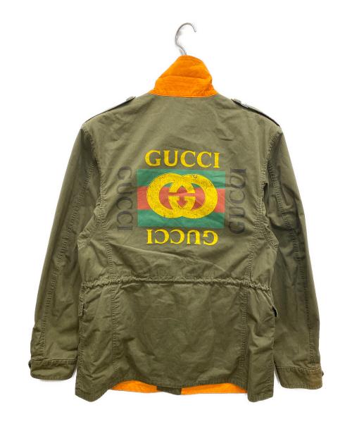 GUCCI（グッチ）GUCCI (グッチ) ヴィンテージロゴフィールドジャケット グリーン サイズ:48の古着・服飾アイテム