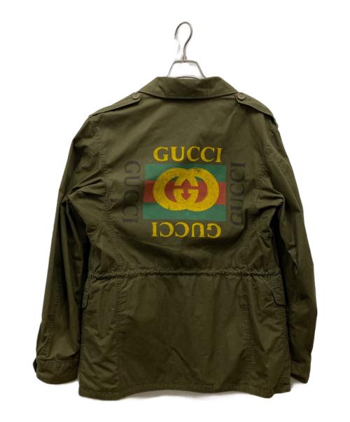 GUCCI（グッチ）GUCCI (グッチ) ヴィンテージロゴフィールドジャケット グリーン サイズ:48の古着・服飾アイテム