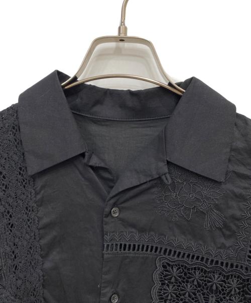 freada（フリーダ）Freada (フリーダ) レース刺繍パッチワークシャツ ブラック サイズ:ONE SIZEの古着・服飾アイテム