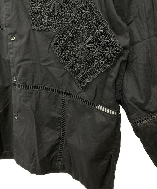 freada（フリーダ）Freada (フリーダ) レース刺繍パッチワークシャツ ブラック サイズ:ONE SIZEの古着・服飾アイテム