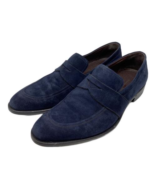 ERMENEGILDO ZEGNA（エルメネジルド・ゼニア）ERMENEGILDO ZEGNA (エルメネジルド・ゼニア) スウェードペニーローファー ネイビー サイズ:7の古着・服飾アイテム