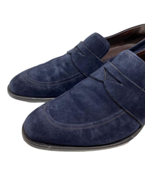 ERMENEGILDO ZEGNA（エルメネジルド・ゼニア）ERMENEGILDO ZEGNA (エルメネジルド・ゼニア) スウェードペニーローファー ネイビー サイズ:7の古着・服飾アイテム
