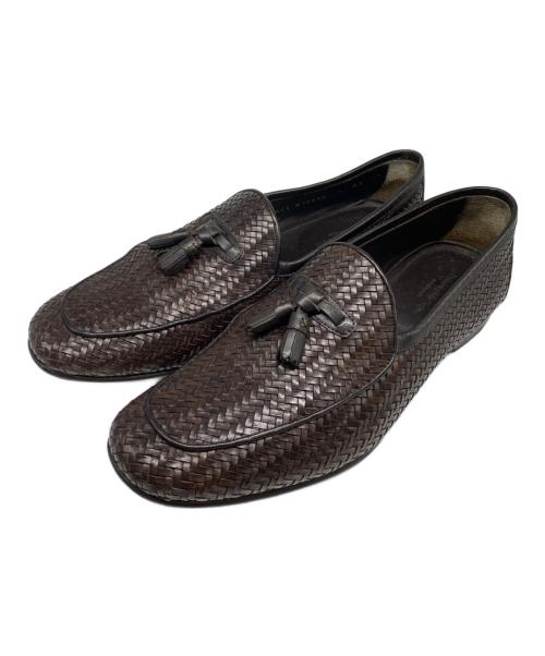 ERMENEGILDO ZEGNA（エルメネジルド・ゼニア）ERMENEGILDO ZEGNA (エルメネジルド・ゼニア) 編み込みタッセルローファー ブラウン サイズ:7の古着・服飾アイテム