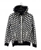 stussyステューシー）の古着「ドット柄ジップアップパーカー」｜ブラック×ホワイト