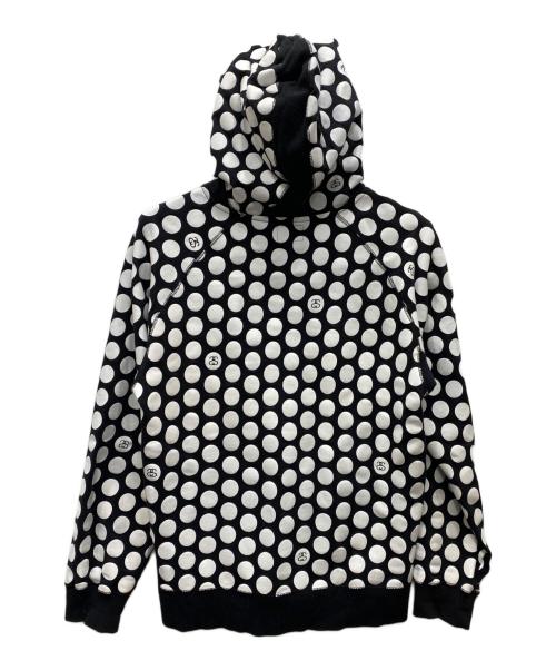 stussy（ステューシー）stussy (ステューシー) ドット柄ジップアップパーカー ブラック×ホワイト サイズ:Mの古着・服飾アイテム