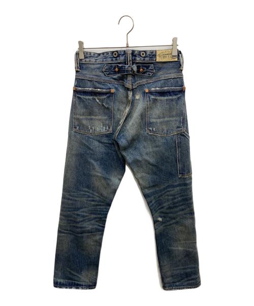 RRL（ダブルアールエル）RRL (ダブルアールエル) クラッシュ加工サスペンダーボタンデニムパンツ インディゴ サイズ:W28の古着・服飾アイテム