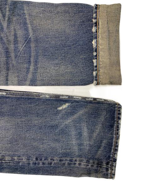 RRL（ダブルアールエル）RRL (ダブルアールエル) クラッシュ加工サスペンダーボタンデニムパンツ インディゴ サイズ:W28の古着・服飾アイテム