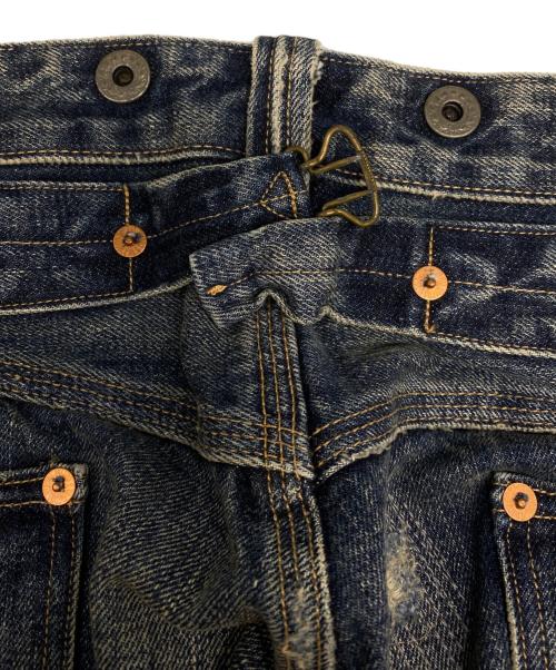 RRL（ダブルアールエル）RRL (ダブルアールエル) クラッシュ加工サスペンダーボタンデニムパンツ インディゴ サイズ:W28の古着・服飾アイテム