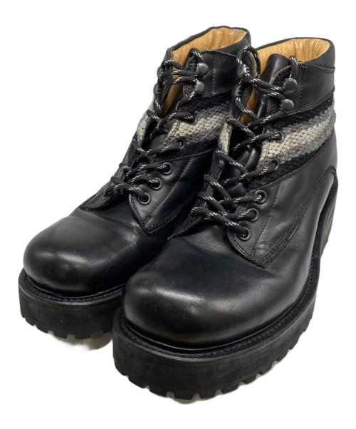 NUMBER (N)INE（ナンバーナイン）NUMBER (N)INE (ナンバーナイン) ニット切替マウンテンブーツ ブラック サイズ:7の古着・服飾アイテム