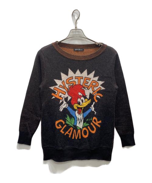 Hysteric Glamour（ヒステリックグラマー）Hysteric Glamour (ヒステリックグラマー) ウッドペッカーアンゴラ混ニット ブラウン サイズ:Freeの古着・服飾アイテム