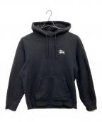 stussyステューシー）の古着「ロゴプリントプルオーバーパーカー」｜ブラック