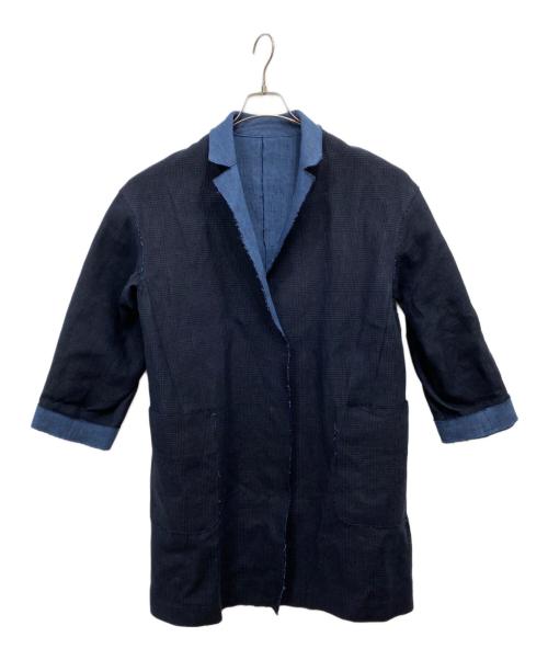 DRESSTERIOR（ドレステリア）DRESSTERIOR (ドレステリア) リバーシブルダブルフェイスリネンコート ネイビー サイズ:38の古着・服飾アイテム