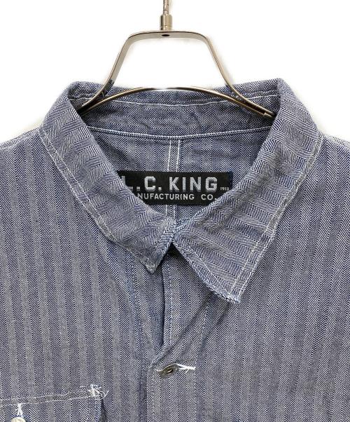 L.C.KING（エルシーキング）L.C.KING (エルシーキング) FISHER STRIPE CHORE COAT ネイビー サイズ:ＸＬの古着・服飾アイテム