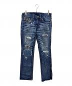 TRUE RELIGIONトゥルー レリジョン）の古着「ダメージ加工デニムパンツ」｜インディゴ