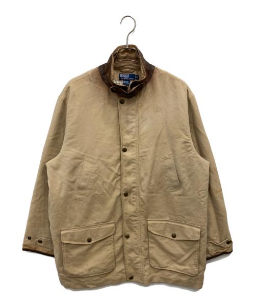 POLO RALPH LAUREN（ポロ・ラルフローレン）POLO RALPH LAUREN (ポロ・ラルフローレン) レザー切替ハンティングジャケット ベージュ サイズ:XLの古着・服飾アイテム