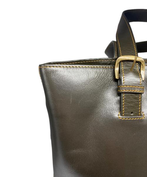 MOTHERHOUSE（マザーハウス）MOTHERHOUSE (マザーハウス) レザートートバッグ カーキの古着・服飾アイテム