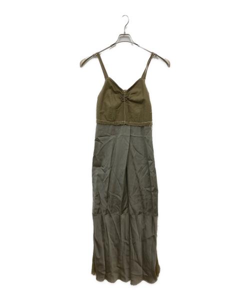 PONTI（ポンティ）PONTI (ポンティ) フリンジキャミワンピース グリーン サイズ:Ｆの古着・服飾アイテム