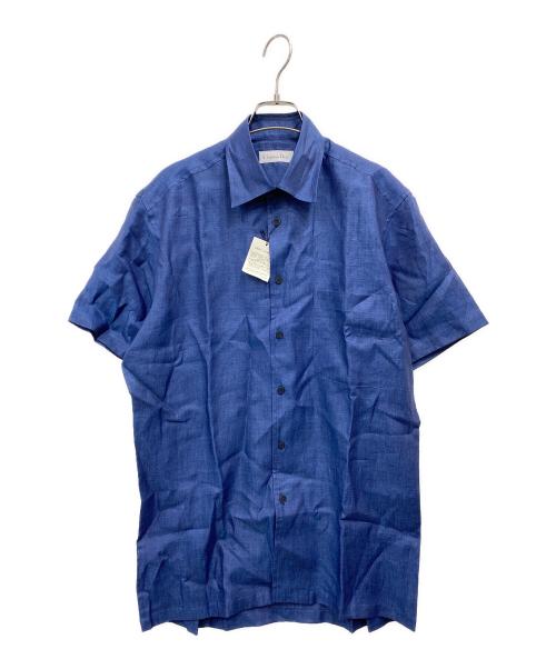 Christian Dior（クリスチャン ディオール）Christian Dior (クリスチャン ディオール) 半袖リネンシャツ ネイビー サイズ:Mの古着・服飾アイテム