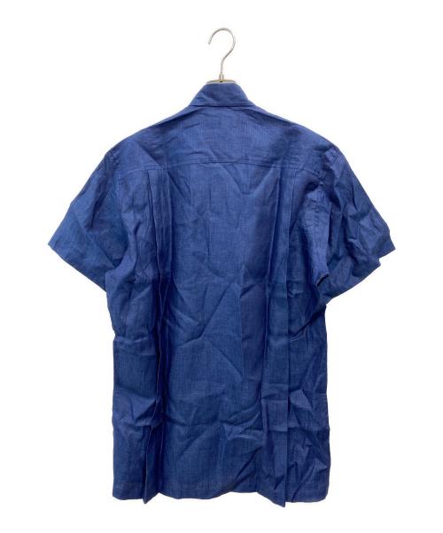 Christian Dior（クリスチャン ディオール）Christian Dior (クリスチャン ディオール) 半袖リネンシャツ ネイビー サイズ:Mの古着・服飾アイテム