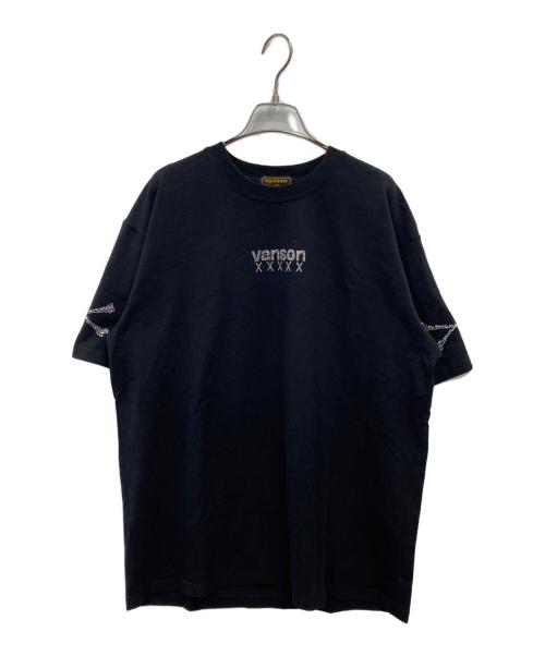 VANSON（バンソン）VANSON (バンソン) ラインストーンボーンTシャツ ブラック サイズ:XLの古着・服飾アイテム