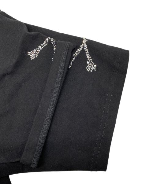 VANSON（バンソン）VANSON (バンソン) ラインストーンボーンTシャツ ブラック サイズ:XLの古着・服飾アイテム