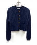 MACPHEEマカフィー）の古着「ハイブリットコットンケーブル クルーネックカーディガン」｜ネイビー